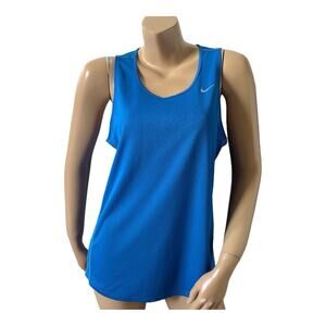 NIKE DRI FIT Womens Size Medium Sleeveless Blue Active Workout Tank Top Shirt